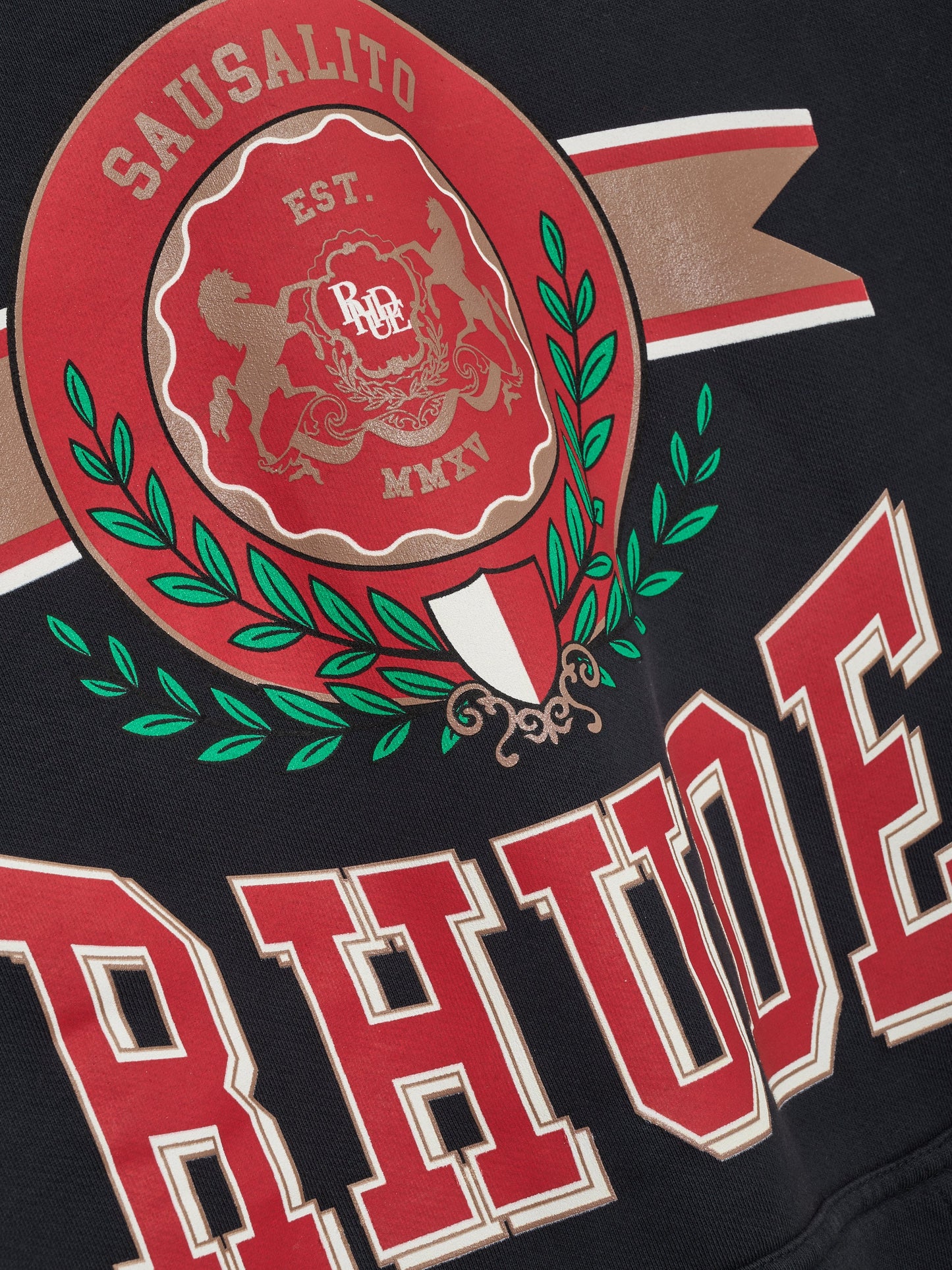 SAUSALITO CREST HOODIE - VINTAGE BLACK \/ RED \/ WHITE
