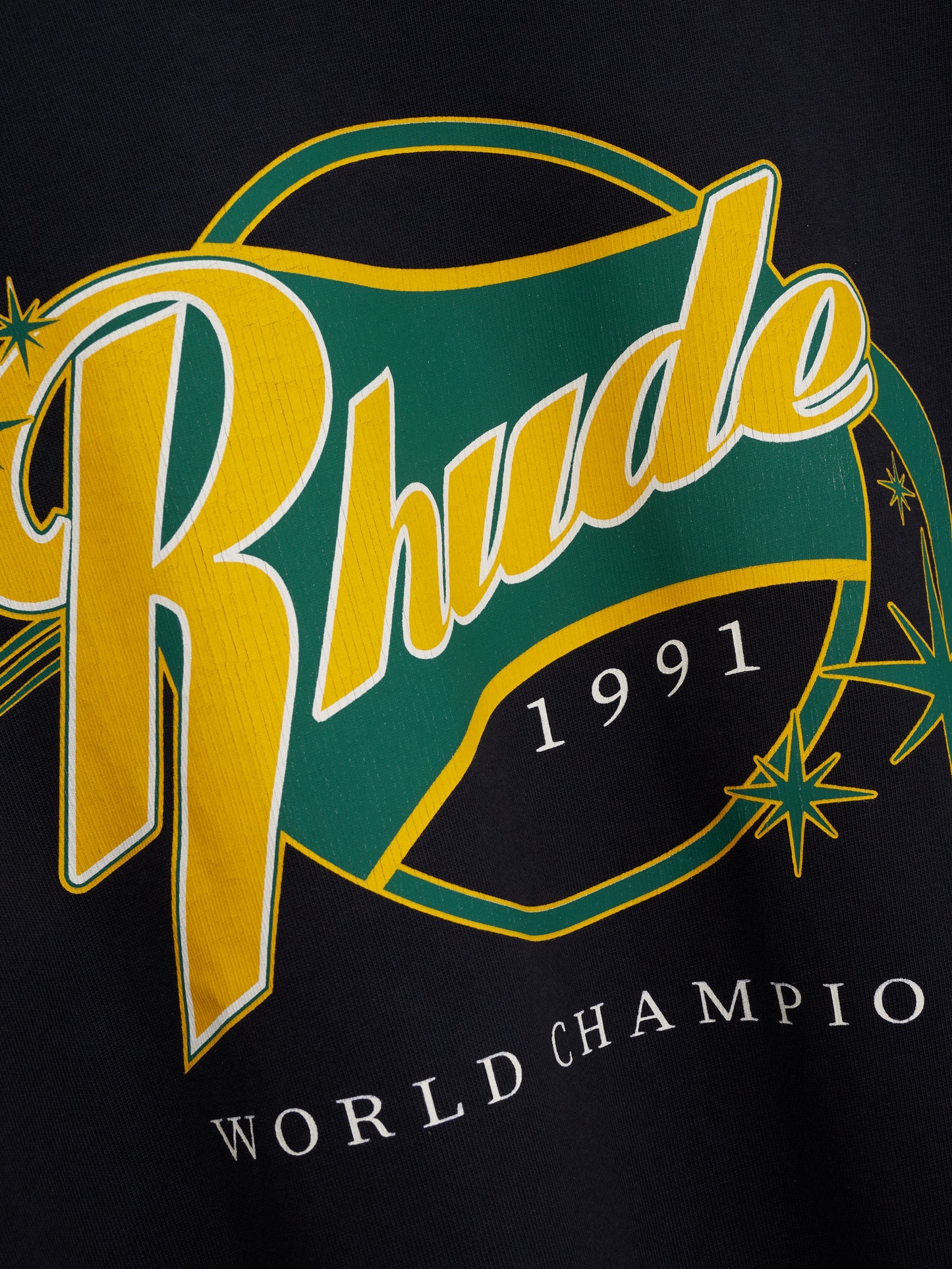 RHUDE FULL COUNT TEE - VINTAGE BLACK \/ YELLOW \/ GREEN