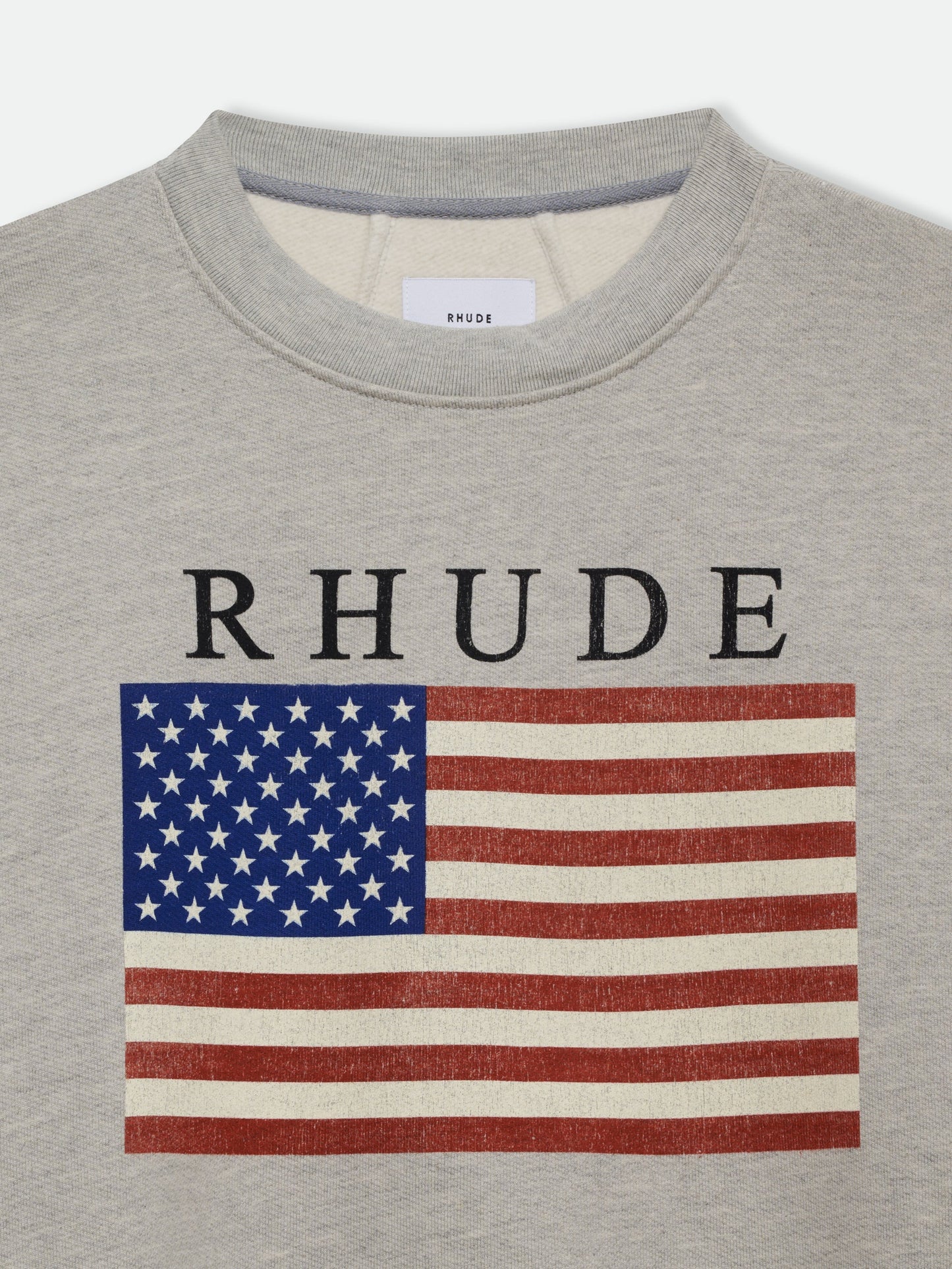 USA FLAG CREWNECK - HEATHER GREY